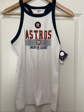 MLB Houston Astros White and Navy Ribbed Tank Top